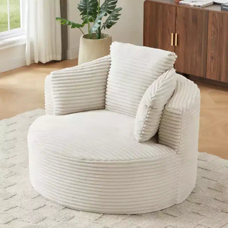 Fauteuil d'appoint en velours côtelé ModernLuxe, fauteuil rond avec dossier rembourré, fauteuil de salon moderne pour salon, bureau et appartement