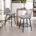 MAYEERTY Set of 2 Counter Height Swivel Bar Stools 360 Swivel Upholstered 25.6in Seat Height Linen Cloth Gray for Kitchen Island Pub