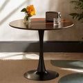 MAYEERTY Modern Walnut Round Coffee Table MDF Top and Steel Base Tulip Round Kitchen Table