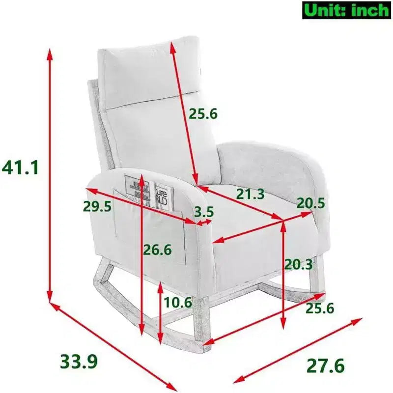 Fauteuil à bascule Acekool Boucle - Planeur moelleux avec poches latérales et dossier haut
