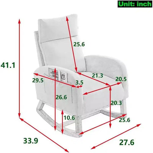 Fauteuil à bascule Acekool Boucle - Planeur moelleux avec poches latérales et dossier haut