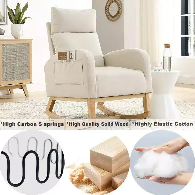 Fauteuil à bascule Acekool Boucle - Planeur moelleux avec poches latérales et dossier haut