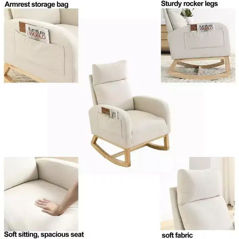 Fauteuil à bascule Acekool Boucle - Planeur moelleux avec poches latérales et dossier haut