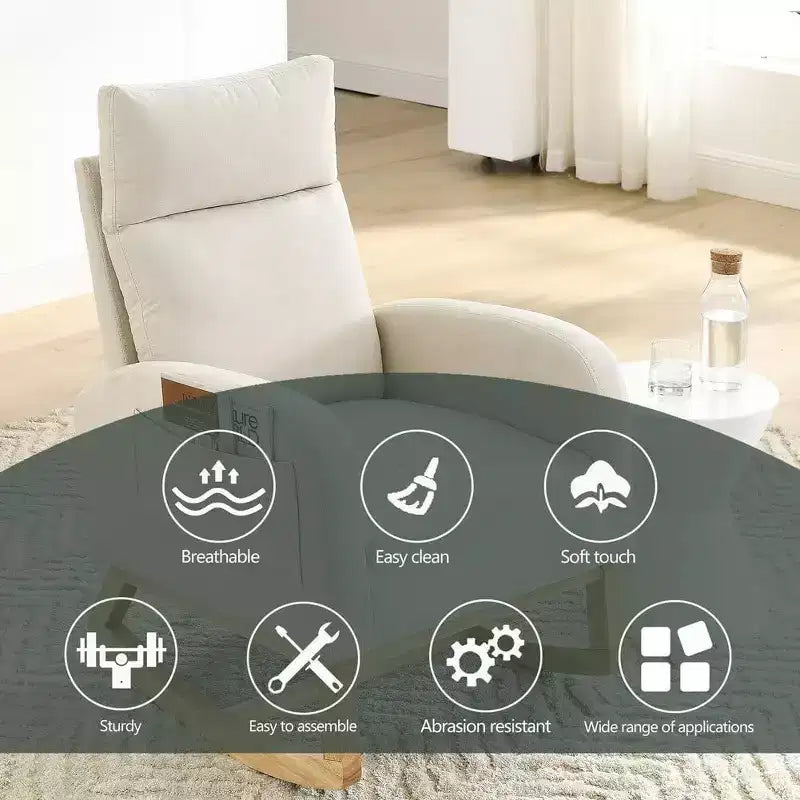 Fauteuil à bascule Acekool Boucle - Planeur moelleux avec poches latérales et dossier haut