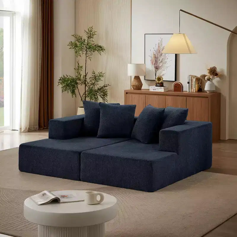 Canapé d'angle en chenille avec assise moelleuse et coussins fixes pour une utilisation polyvalente dans le salon, la chambre et le bureau