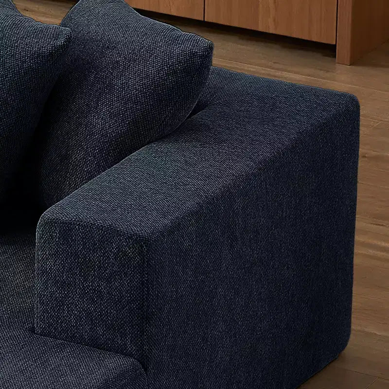 Canapé d'angle en chenille avec assise moelleuse et coussins fixes pour une utilisation polyvalente dans le salon, la chambre et le bureau
