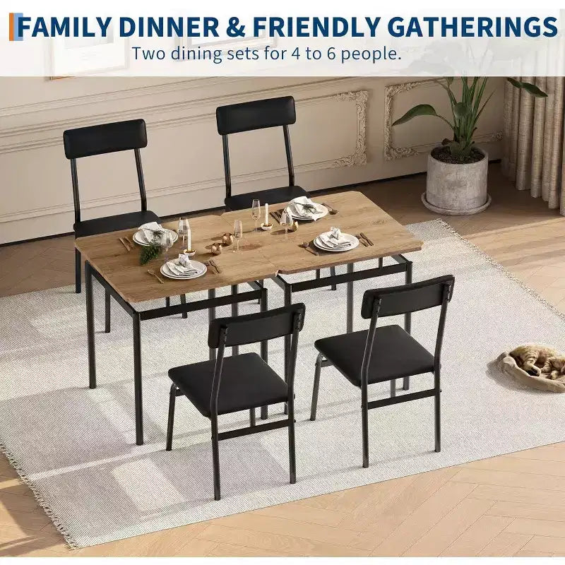 Ensemble de salle à manger 3 pièces avec table et 2 chaises rembourrées, cadre en bois, conception peu encombrante, surface facile à nettoyer, noir