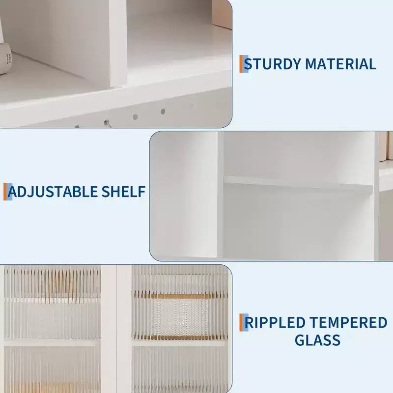 Meuble de cuisine haut de 71 pouces, buffet en bois avec support à micro-ondes et panneau perforé, armoire de rangement autoportante