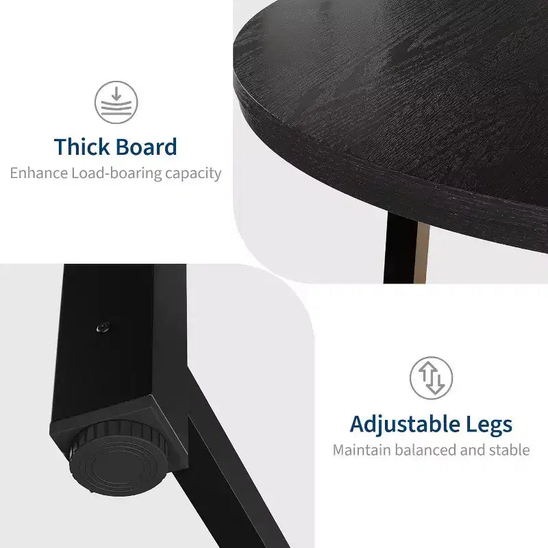 Table à manger industrielle ronde 47, plateau en bois avec base en métal, table de cuisine pour 4 à 6 personnes, table à dîner ronde pour cuisines et salles à manger