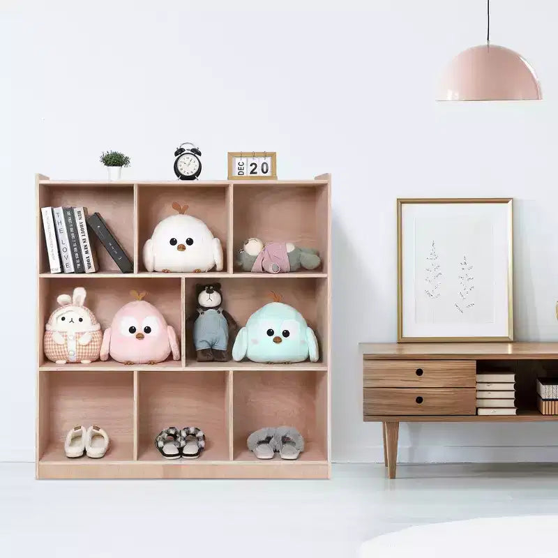 Casier de rangement pour vêtements et chapeaux 2 grands compartiments 6 petits compartiments Organiseur de rangement à domicile en bois non revêtu