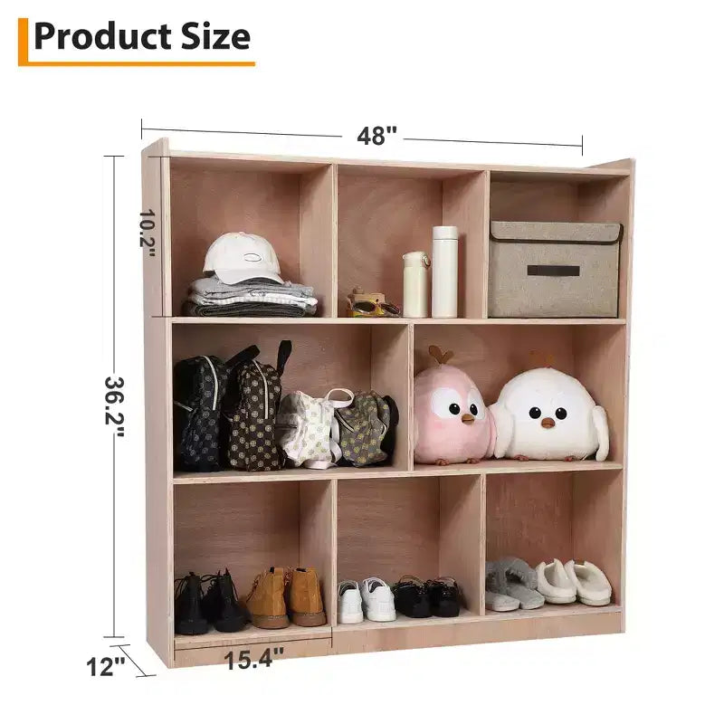 Casier de rangement pour vêtements et chapeaux 2 grands compartiments 6 petits compartiments Organiseur de rangement à domicile en bois non revêtu