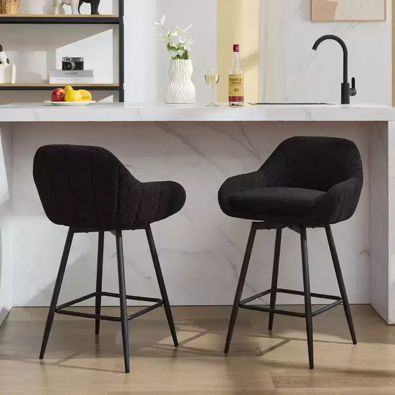 3 tabourets de bar pivotants à double couche souple avec accoudoir et cadre en fer – Tabourets de cuisine modernes, confortables, durables et élégants