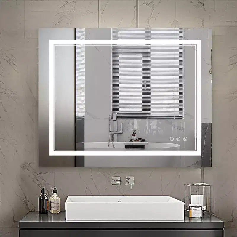 Maxax Atherton Modern Frameless Anti-Fog LED Lighted Dimmable Wall Mounted Bathroom Vanity Mirror