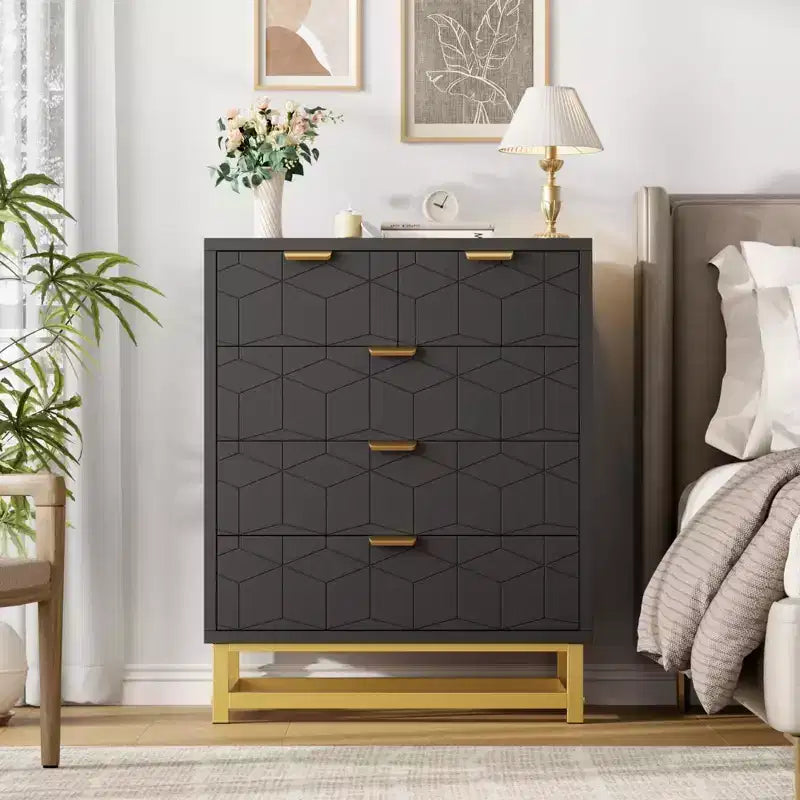 5-Drawer Dresser with Metal Legs - Wide Storage Chest Organizer for Bedroom, Living Room & Entryway