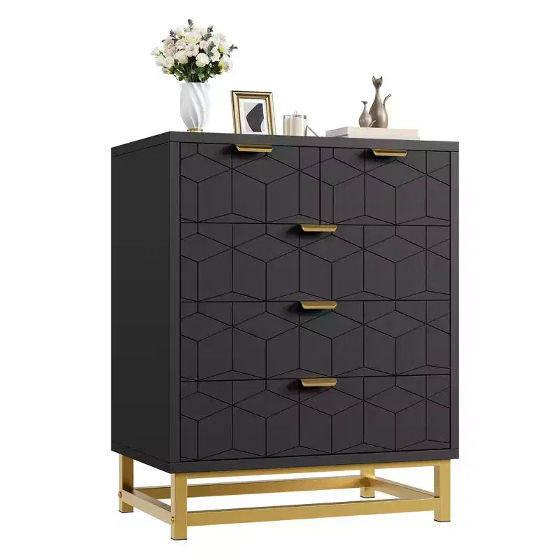Commode à 5 tiroirs avec pieds en métal - Grand organiseur de rangement pour chambre, salon et entrée