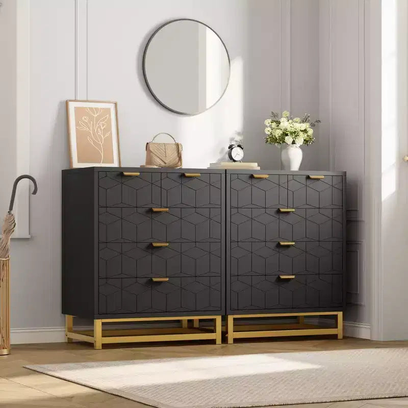 Commode à 5 tiroirs avec pieds en métal - Grand organiseur de rangement pour chambre, salon et entrée