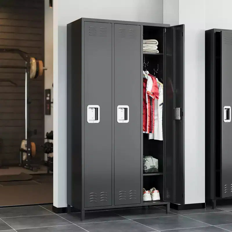 Casiers métalliques, armoires de rangement métalliques à 3 portes, solution de rangement sécurisée, parfaits pour les bureaux, les gymnases, les écoles et les maisons