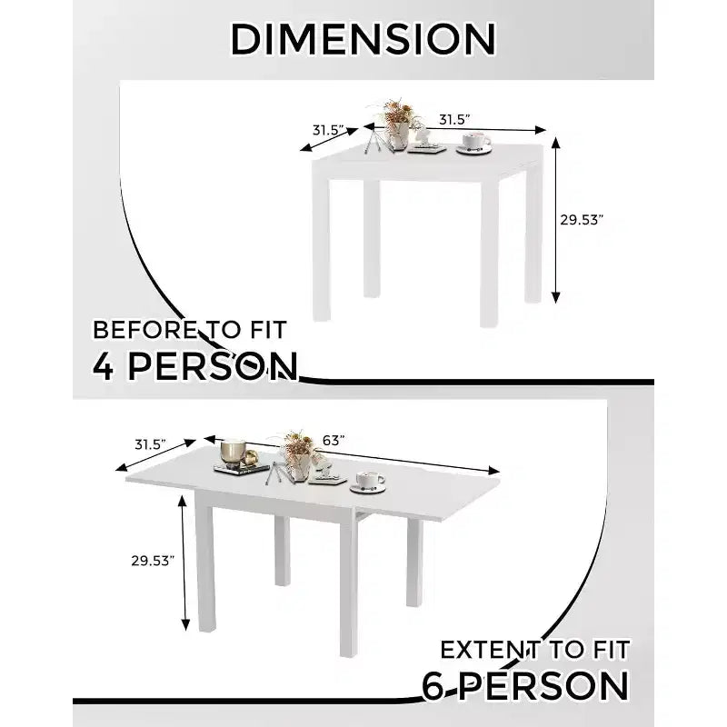 Ensemble de salle à manger d'extérieur extensible pour 4 à 6 personnes, table de patio rectangulaire réglable de 80 à 160 cm avec plateau aspect bois, cadre en aluminium durable