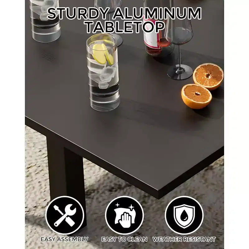 Ensemble de salle à manger d'extérieur extensible pour 4 à 6 personnes, table de patio rectangulaire réglable de 80 à 160 cm avec plateau aspect bois, cadre en aluminium durable