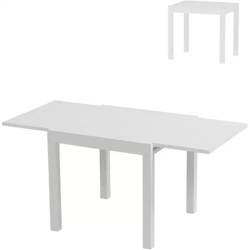 Ensemble de salle à manger d'extérieur extensible pour 4 à 6 personnes, table de patio rectangulaire réglable de 80 à 160 cm avec plateau aspect bois, cadre en aluminium durable