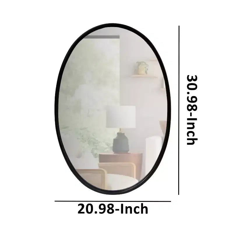 MAYEERTY Miroir mural décoratif ovale en métal avec bords encadrés et dos en bois noir 30.98x20.98
