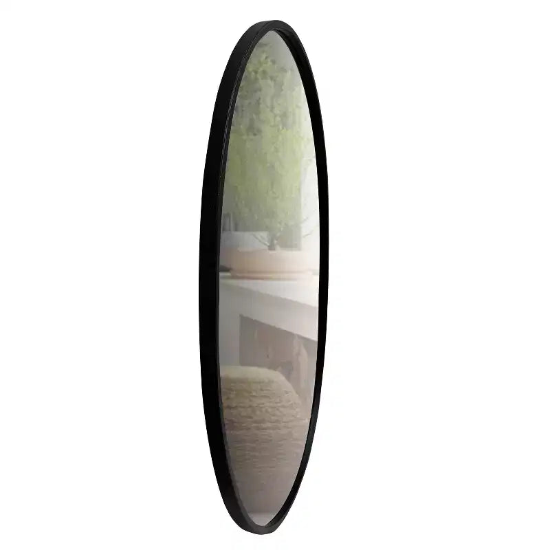 MAYEERTY Miroir mural décoratif ovale en métal avec bords encadrés et dos en bois noir 30.98x20.98