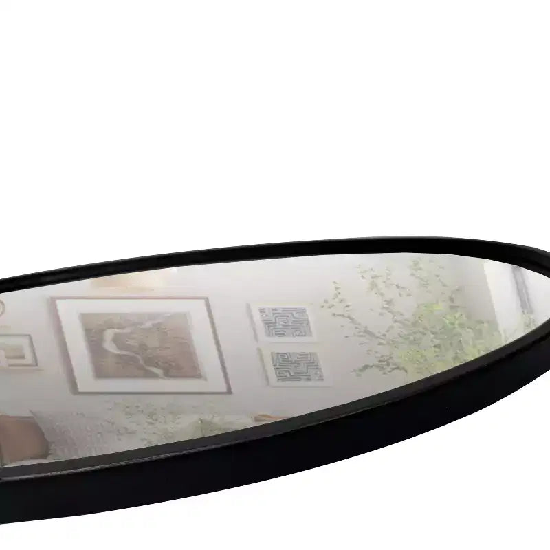 MAYEERTY Miroir mural décoratif ovale en métal avec bords encadrés et dos en bois noir 30.98x20.98