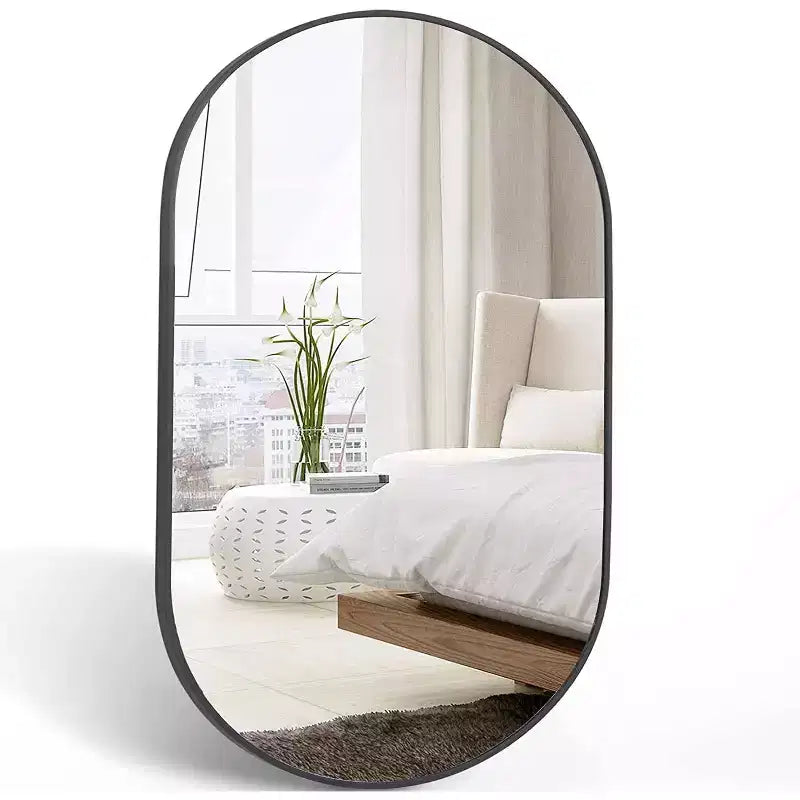 Miroir mural décoratif ovale en métal MAYEERTY, noir 20x28