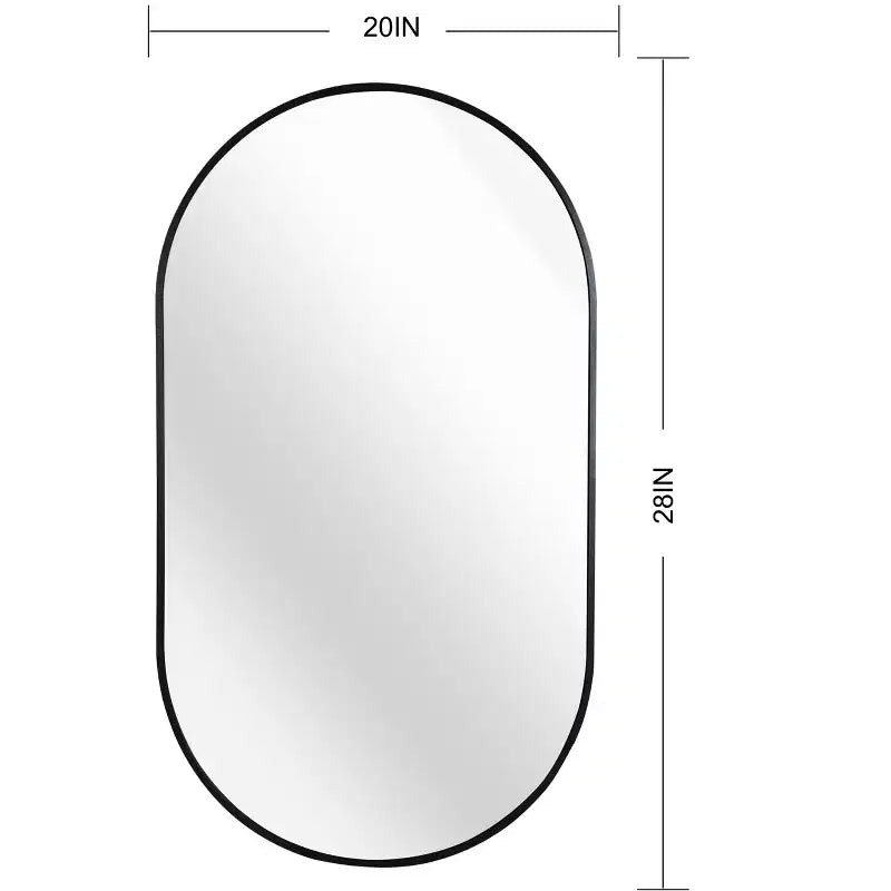 Miroir mural décoratif ovale en métal MAYEERTY, noir 20x28
