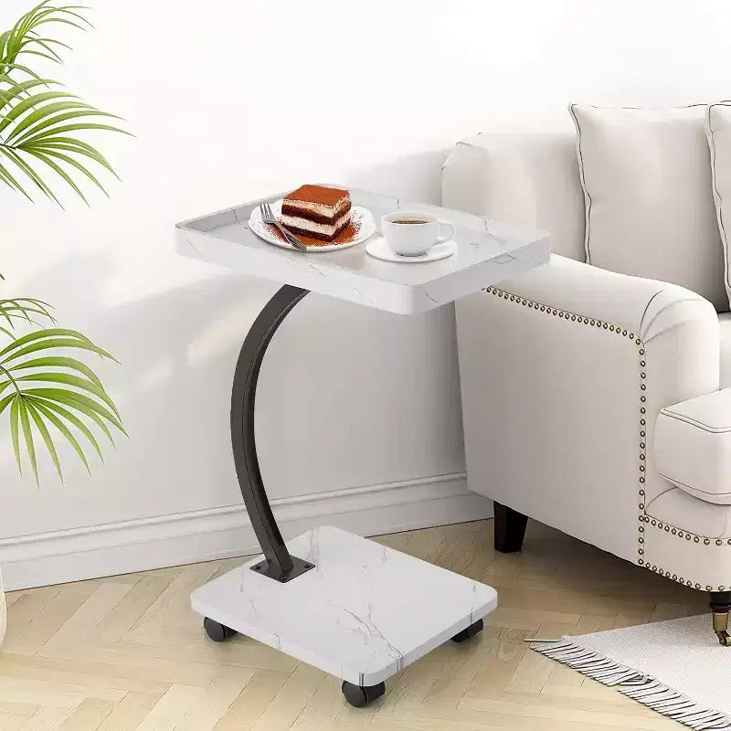 Table d'appoint CuisinSmart avec roulettes, table d'accoudoir pour canapé, plateau de télévision, petite table de chevet, tables d'appoint en C pour salon, chambre, chevet