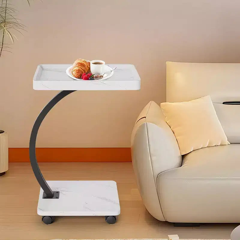 Table d'appoint CuisinSmart avec roulettes, table d'accoudoir pour canapé, plateau de télévision, petite table de chevet, tables d'appoint en C pour salon, chambre, chevet