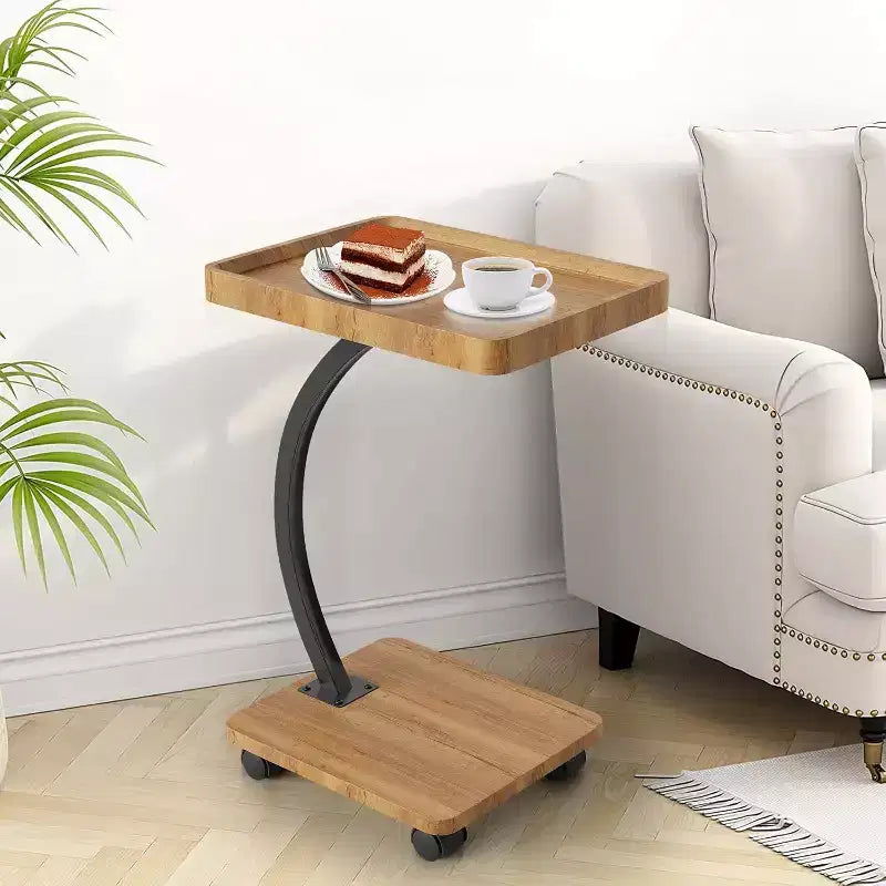 Table d'appoint CuisinSmart avec roulettes, table d'accoudoir pour canapé, plateau de télévision, petite table de chevet, tables d'appoint en C pour salon, chambre, chevet