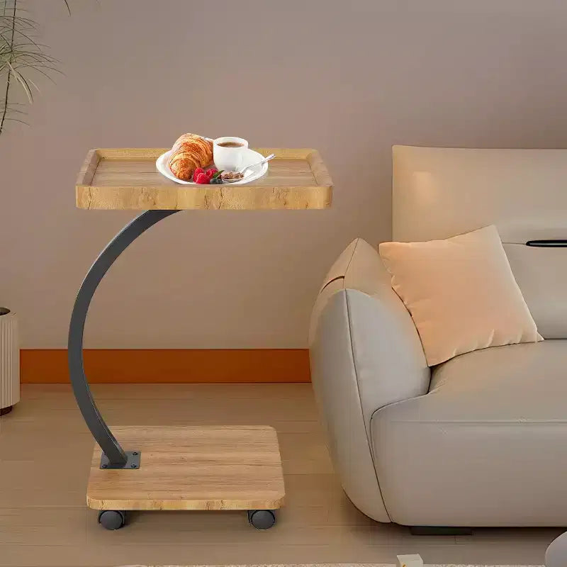 Table d'appoint CuisinSmart avec roulettes, table d'accoudoir pour canapé, plateau de télévision, petite table de chevet, tables d'appoint en C pour salon, chambre, chevet