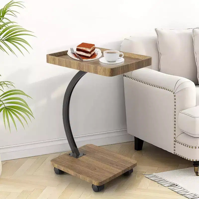 Table d'appoint CuisinSmart avec roulettes, table d'accoudoir pour canapé, plateau de télévision, petite table de chevet, tables d'appoint en C pour salon, chambre, chevet