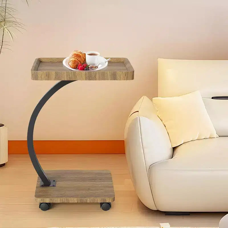 Table d'appoint CuisinSmart avec roulettes, table d'accoudoir pour canapé, plateau de télévision, petite table de chevet, tables d'appoint en C pour salon, chambre, chevet