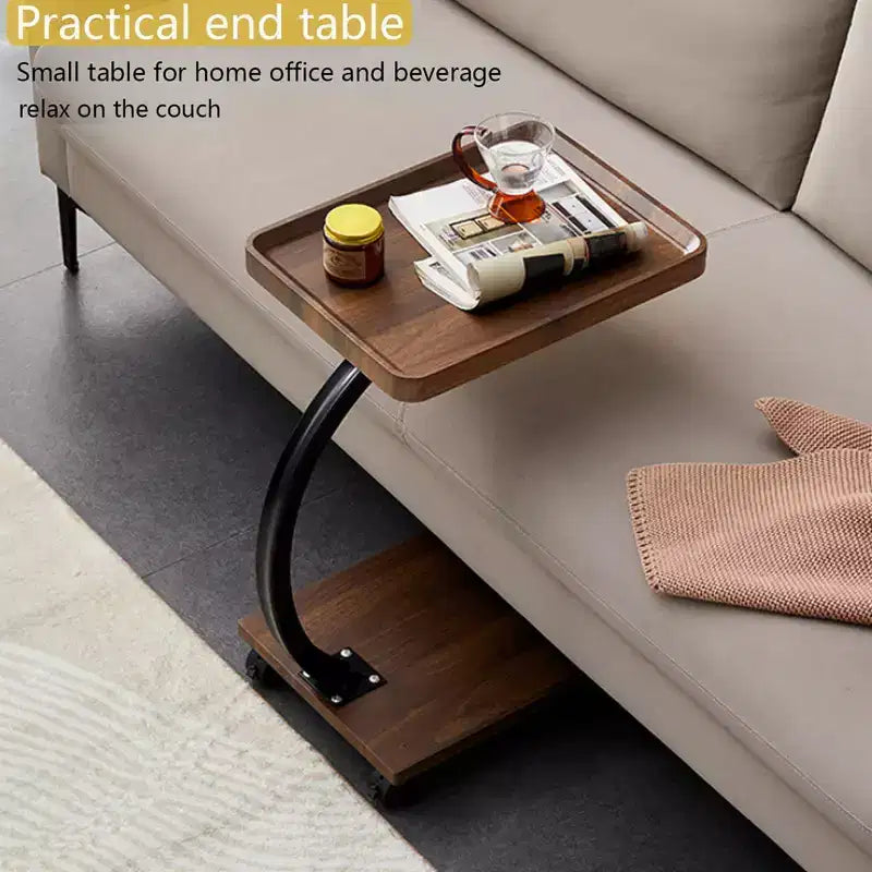 Table d'appoint CuisinSmart avec roulettes, table d'accoudoir pour canapé, plateau de télévision, petite table de chevet, tables d'appoint en C pour salon, chambre, chevet