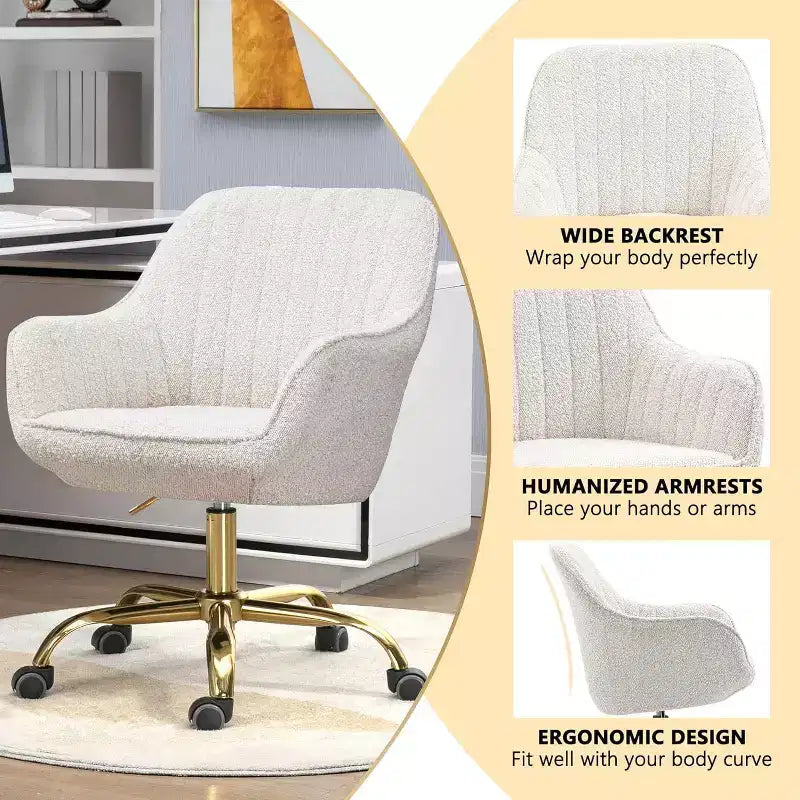 Chaise de bureau Acekool 360 pivotante en velours, dossier haut, hauteur réglable, accoudoirs rembourrés, chaise de bureau moderne