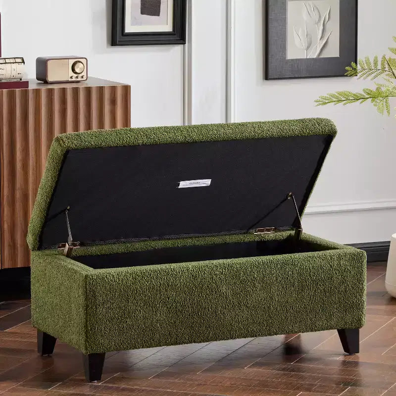 Christopher Knight Lumine Pouf de rangement moderne rembourré en bouclé avec couvercle à charnière