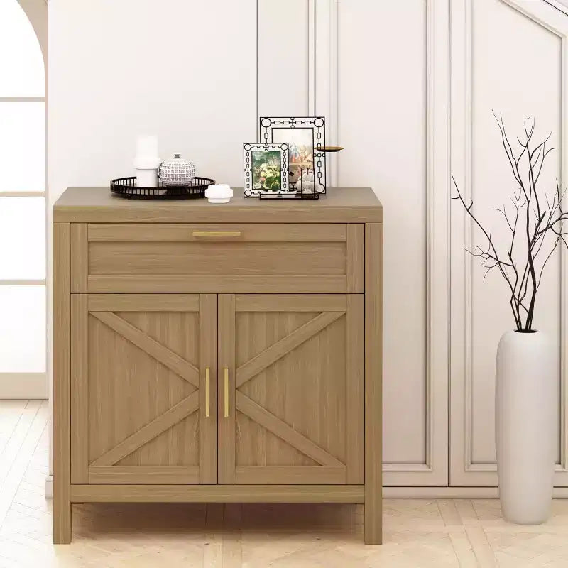 Acekool Buffet Cabinet Sideboard with Storage, 34 Modern Farmhouse Console Table, 2 Doors & Adjustable Shelf for Entryway, Living Room, Kitchen