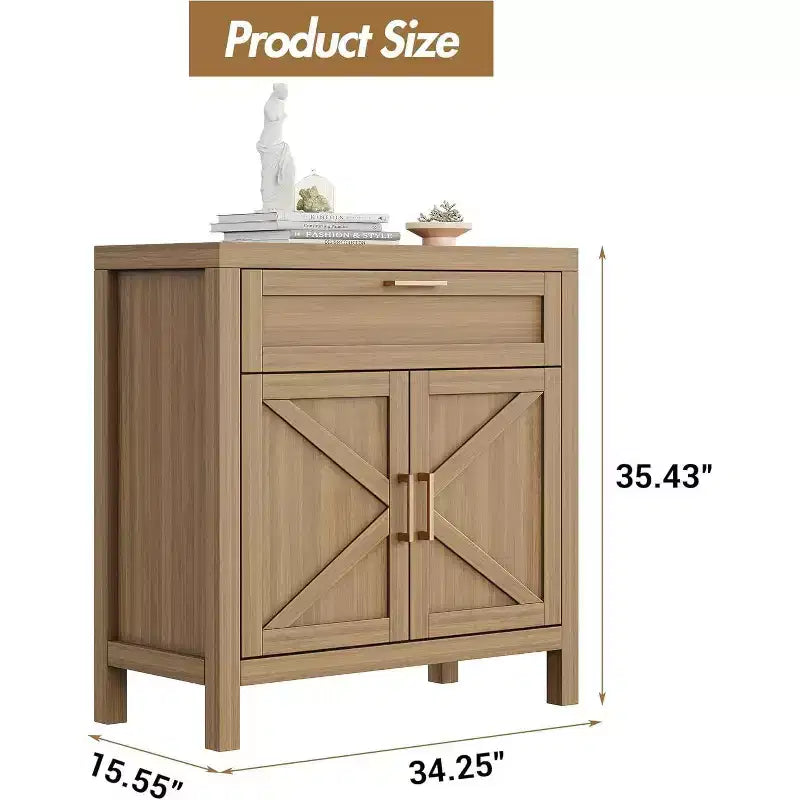 Acekool Buffet Bahut Commode de Rangement, Console Moderne de Ferme de 34 po, 2 Portes et Étagère Réglable pour Entrée, Salon, Cuisine