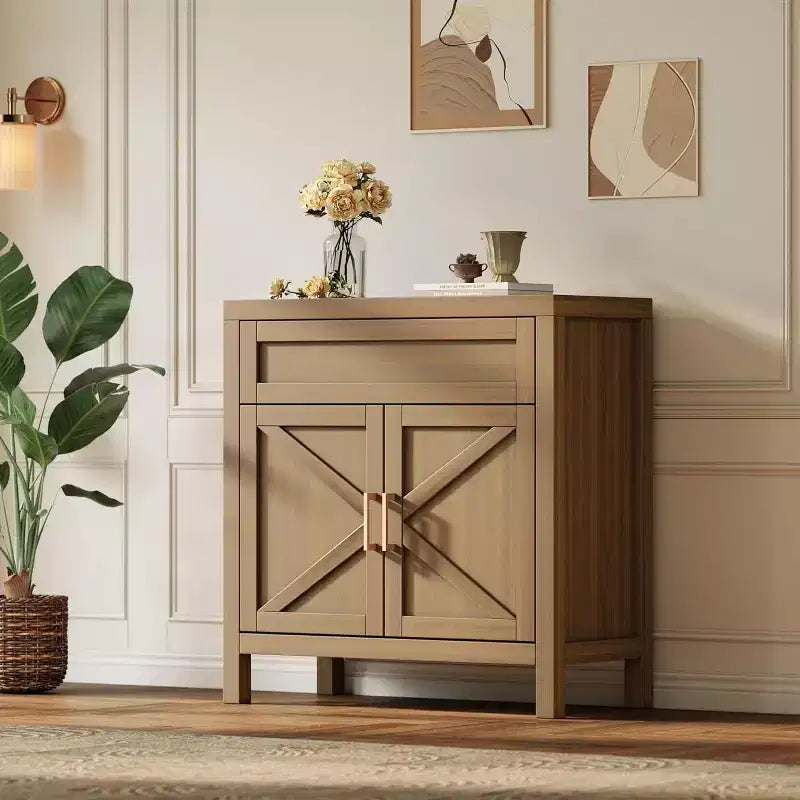 Acekool Buffet Bahut Commode de Rangement, Console Moderne de Ferme de 34 po, 2 Portes et Étagère Réglable pour Entrée, Salon, Cuisine