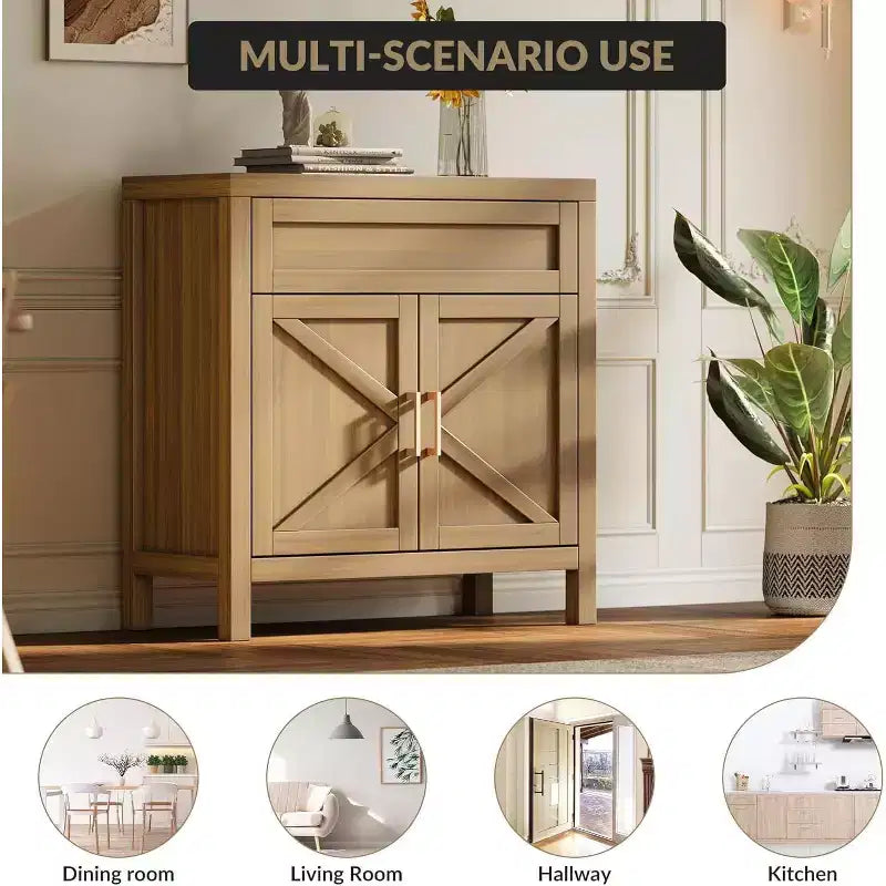 Acekool Buffet Bahut Commode de Rangement, Console Moderne de Ferme de 34 po, 2 Portes et Étagère Réglable pour Entrée, Salon, Cuisine
