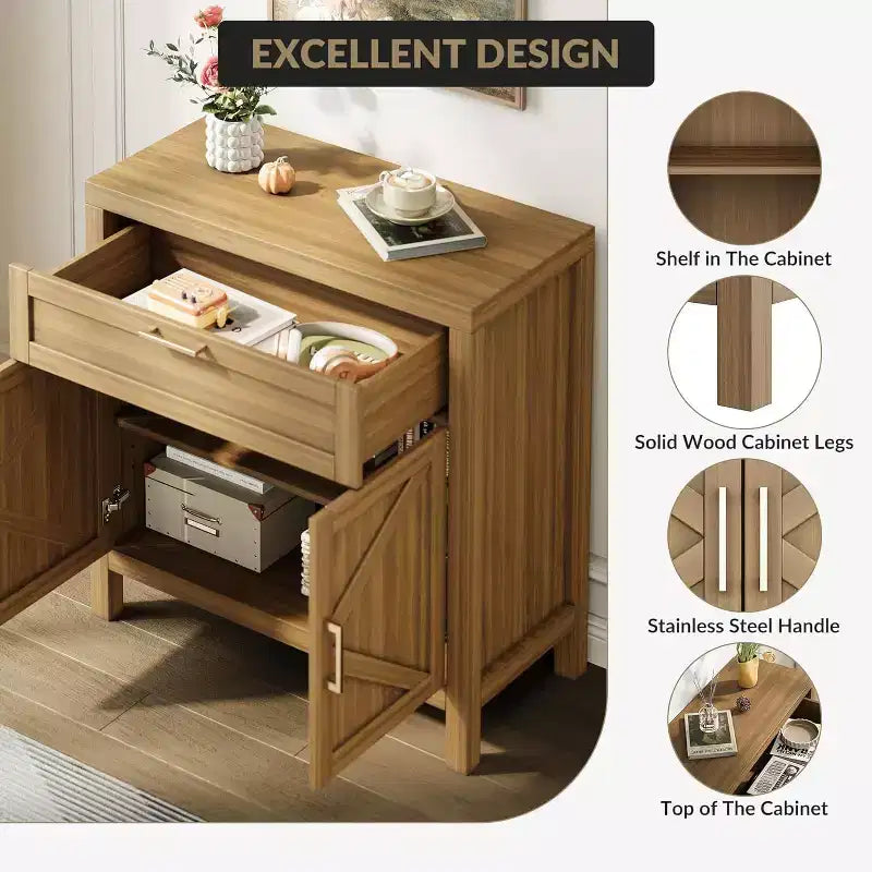 Acekool Buffet Bahut Commode de Rangement, Console Moderne de Ferme de 34 po, 2 Portes et Étagère Réglable pour Entrée, Salon, Cuisine