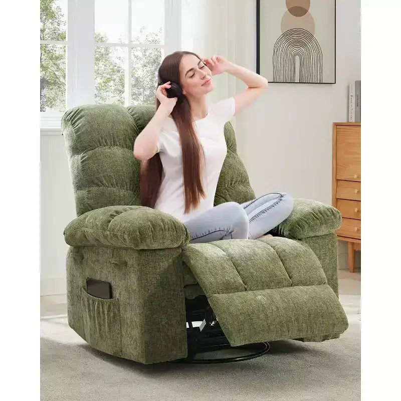 Fauteuil inclinable pivotant Acekool avec rotation à 360°, bascule à 30° et inclinaison à 135°, revêtement en chenille et cadre en acier pour petits espaces