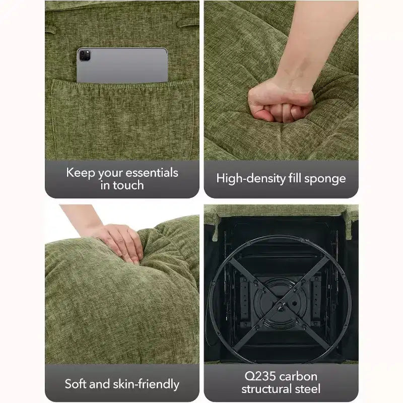 Fauteuil inclinable pivotant Acekool avec rotation à 360°, bascule à 30° et inclinaison à 135°, revêtement en chenille et cadre en acier pour petits espaces