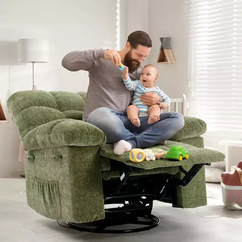Fauteuil inclinable pivotant Acekool avec rotation à 360°, bascule à 30° et inclinaison à 135°, revêtement en chenille et cadre en acier pour petits espaces