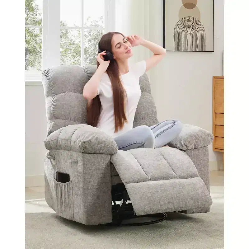 Fauteuil inclinable pivotant Acekool avec rotation à 360°, bascule à 30° et inclinaison à 135°, revêtement en chenille et cadre en acier pour petits espaces