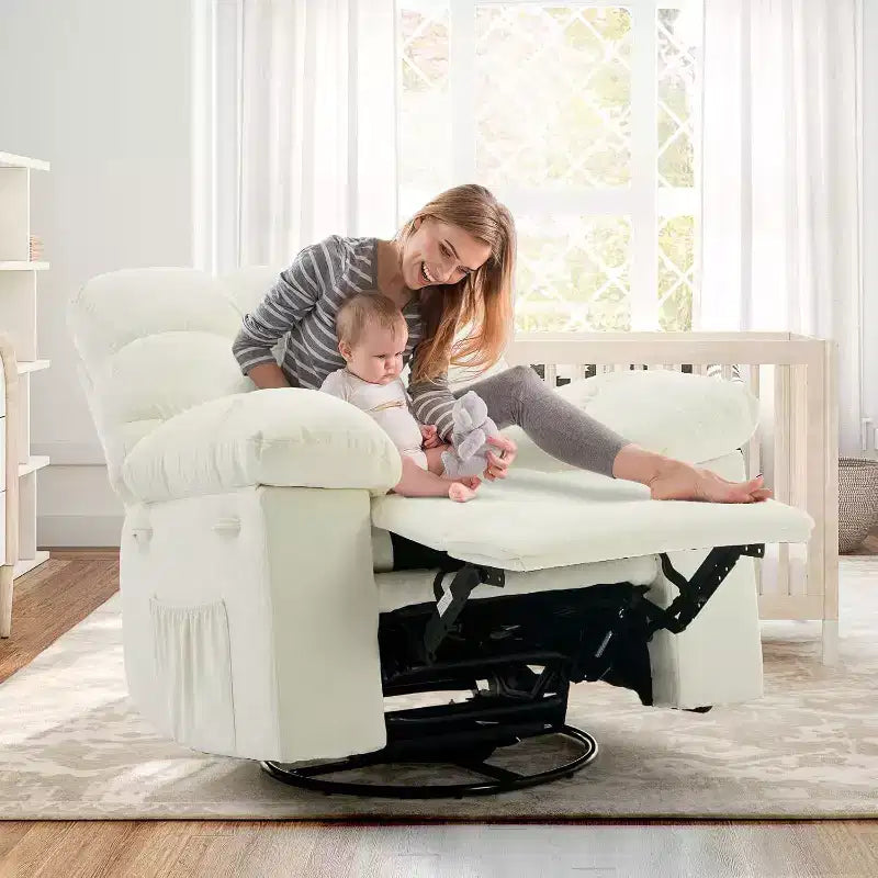 Fauteuil inclinable pivotant Acekool avec rotation à 360°, bascule à 30° et inclinaison à 135°, revêtement en chenille et cadre en acier pour petits espaces