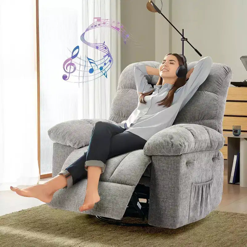 Fauteuil inclinable pivotant Acekool avec rotation à 360°, bascule à 30° et inclinaison à 135°, revêtement en chenille et cadre en acier pour petits espaces