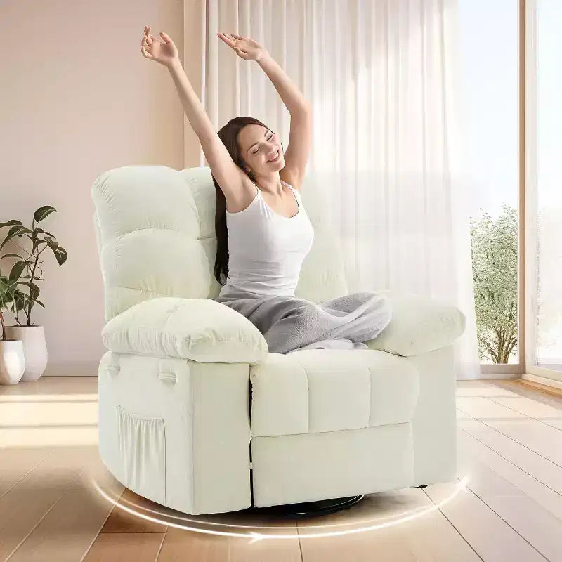 Fauteuil inclinable pivotant Acekool avec rotation à 360°, bascule à 30° et inclinaison à 135°, revêtement en chenille et cadre en acier pour petits espaces